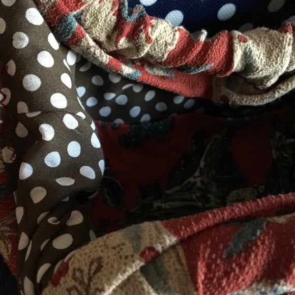 Boho Bag Boutique Handbag Vintage Toile & Denim w Bamboo Handle HANDMADE IN USA - Picture 4 of 4